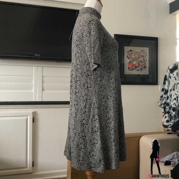 Grey Leopard Printed Mock Neck Dress - Picture 4 of 5